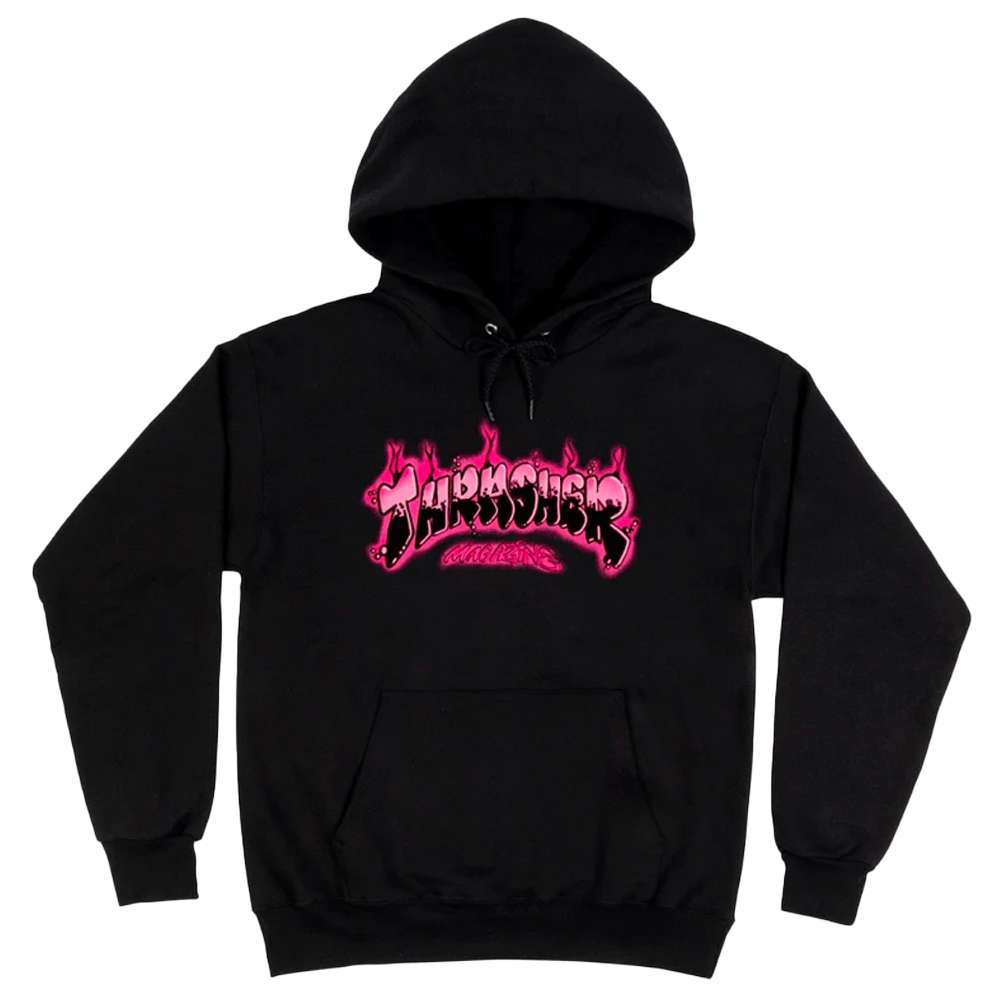 Sweat AIRBRUSH HOOD Black - THRASHER  