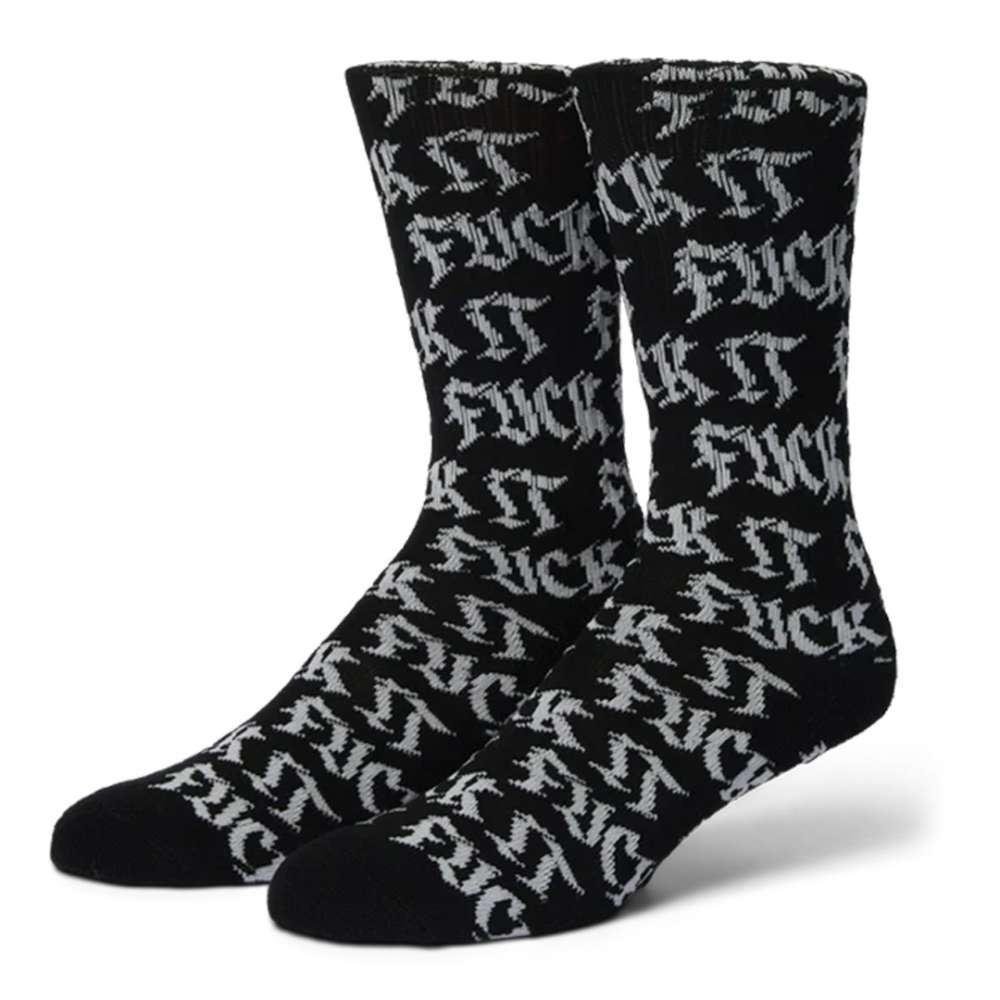 Chaussettes HUF Fuck It Old Style Crew noir blanc - One Size