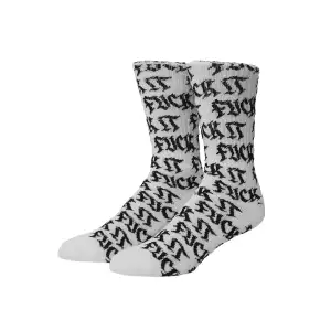 Plus d'info sur Chaussettes HUF Fuck It Old Style Crew blanc noir - One Size