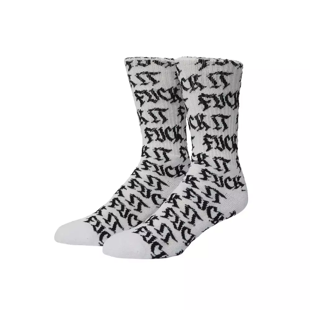 Chaussettes HUF Fuck It Old Style Crew blanc noir - One Size 